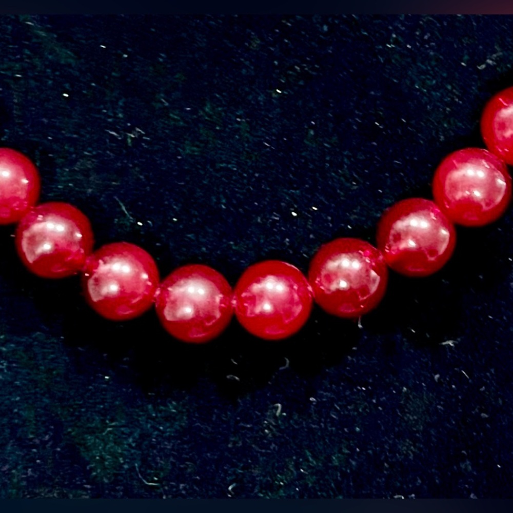 RARE!!! Artisan Red Jade or Carnelian Bead Necklace | Sterling Clasp | Vintage - Picture 10 of 12